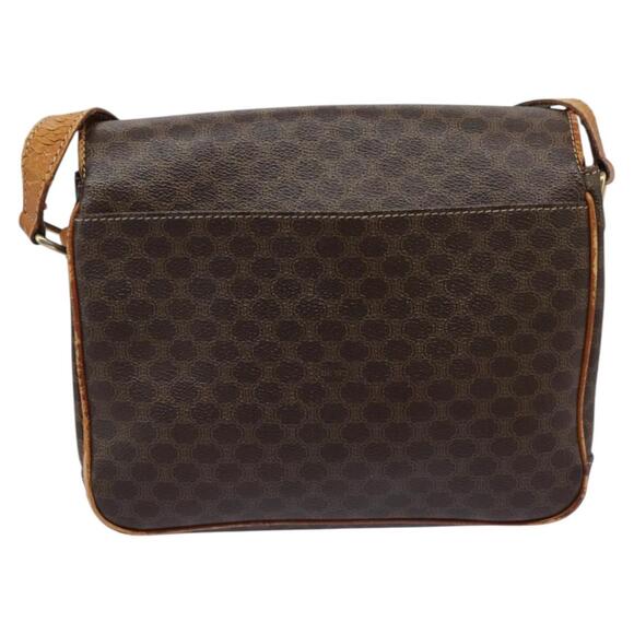 CELINE Macadam Canvas Shoulder Bag Pvc Leather Brown Gold - Picture 3 of 13